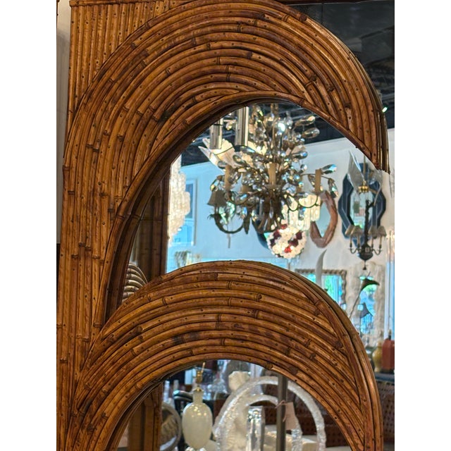 1970s Vivai Del Sud Bamboo Pencil Reed Palm Tree Screen Mirrors Panels Dividers For Sale In West Palm - Image 6 of 12