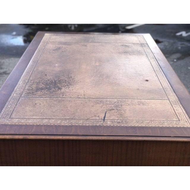 Brown Large Mahogany Veneer Pedestal Desk For Sale - Image 8 of 12