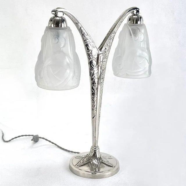 Art Deco Degué Table Lamps from Verrerie Dart Degué, 1920s, Set of 2 For Sale - Image 3 of 12