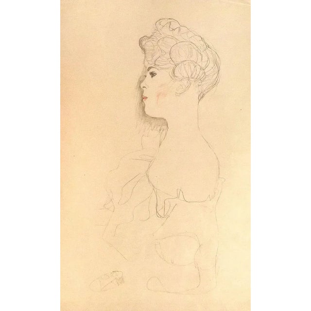 Sketched Portrait - 1910s - Original Collotype Print by Gustav Klimt 1919 For Sale - Image 3 of 3