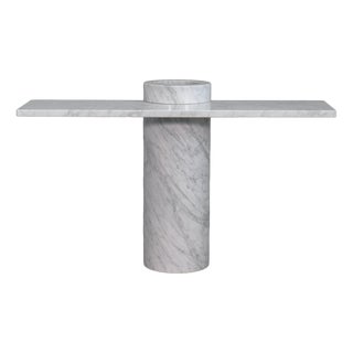 Console Table in White Carrara Marble by Angelo Mangiarotti for Skipper Loico Collection, 1980 For Sale