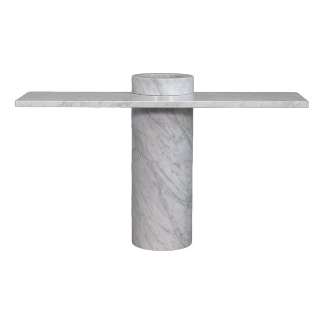 Console Table in White Carrara Marble by Angelo Mangiarotti for Skipper Loico Collection, 1980 For Sale
