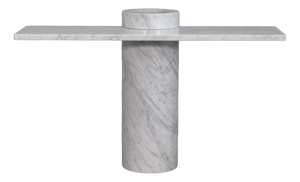Console Table in White Carrara Marble by Angelo Mangiarotti for Skipper Loico Collection, 1980