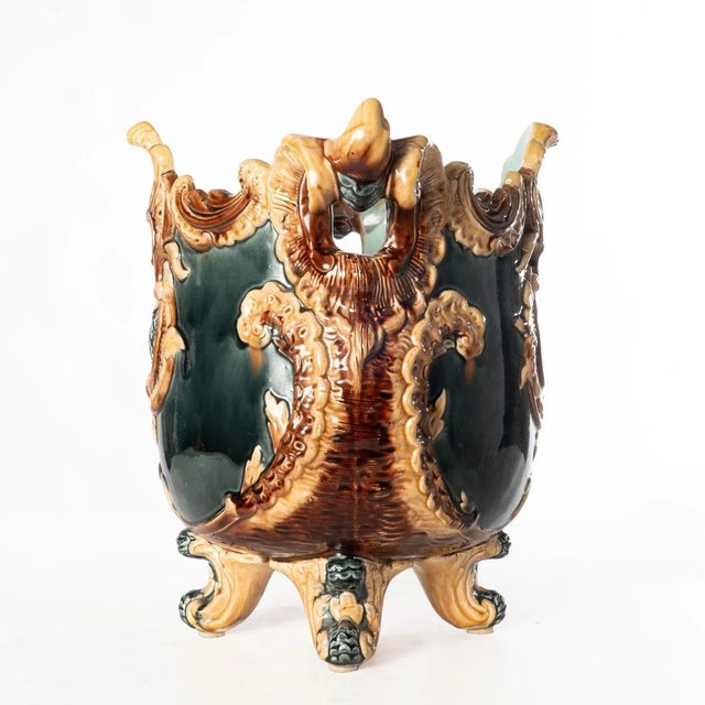 Antique Continental Rococo Majolica Jardinière For Sale - Image 4 of 6