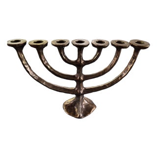 Brutalist Bronze Menora attributed to Michael Harjes, 1960 For Sale