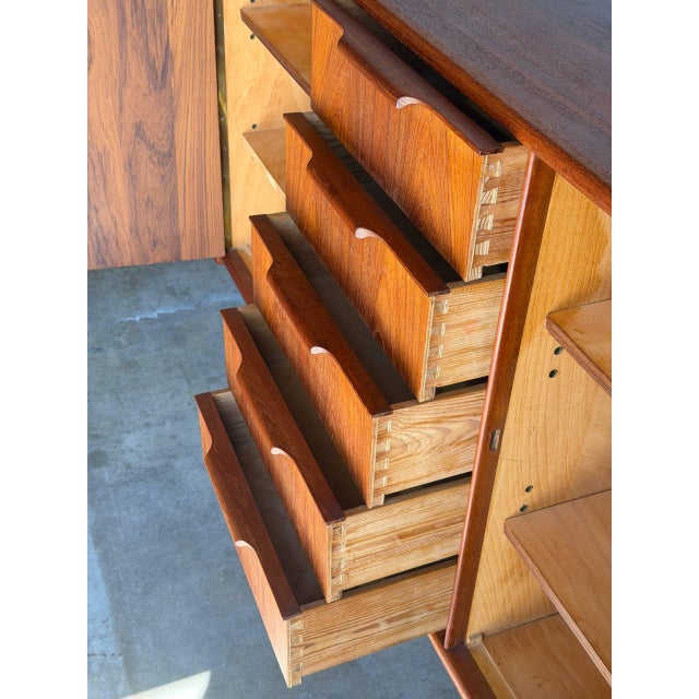 1960s Teak Sideboard Credenza Large Dining Storage Cabinet Danish Mid-Century Modern 1960s For Sale - Image 5 of 9