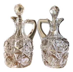 Circa 1891 Eapg Pattern #9 “Big Button” Cruet Set - a Pair