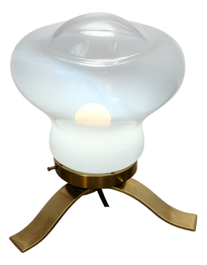 Mid-Century Table Lamp in Brass and Glass, 1970s