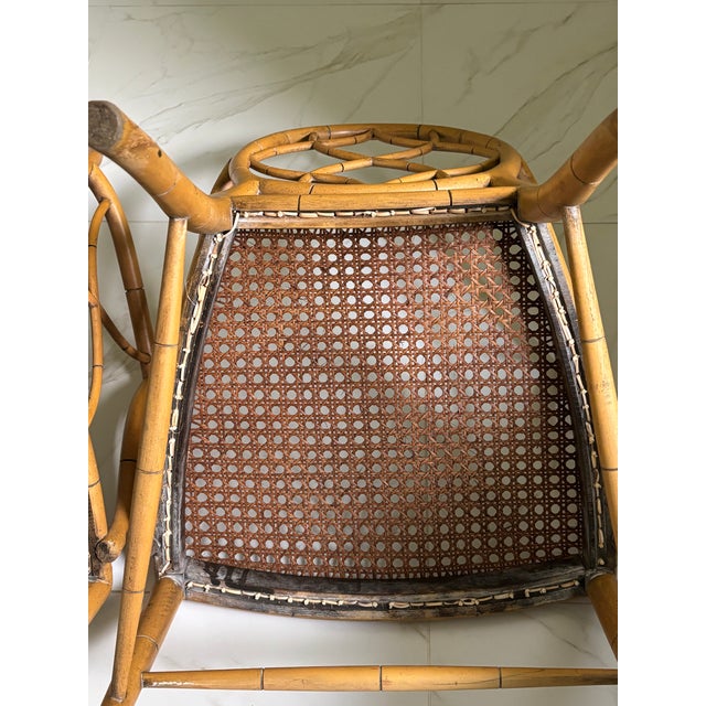 Vintage English Faux Bamboo Oval Back Armchairs in the Manner of Tom Parr for Colefax & Fowler For Sale - Image 14 of 17