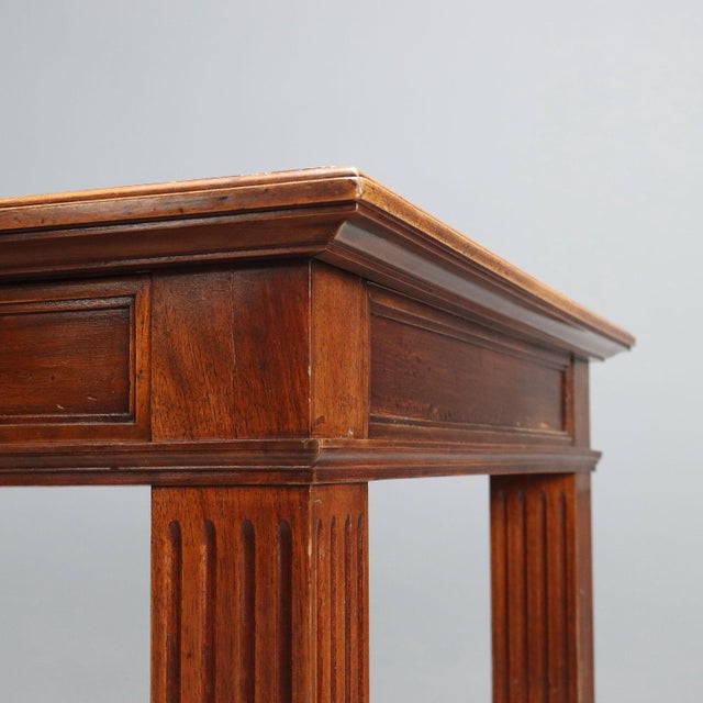 Wood Walnut Desk with Brown Leather Insert, Italy For Sale - Image 7 of 11