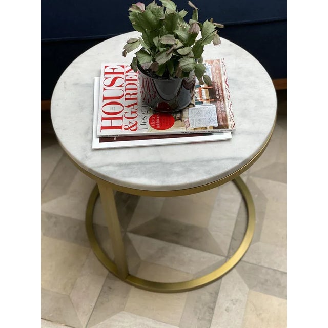 Modern Diana Round Coffee Table with Brass Tint & Marble by Casa Botelho For Sale - Image 9 of 12