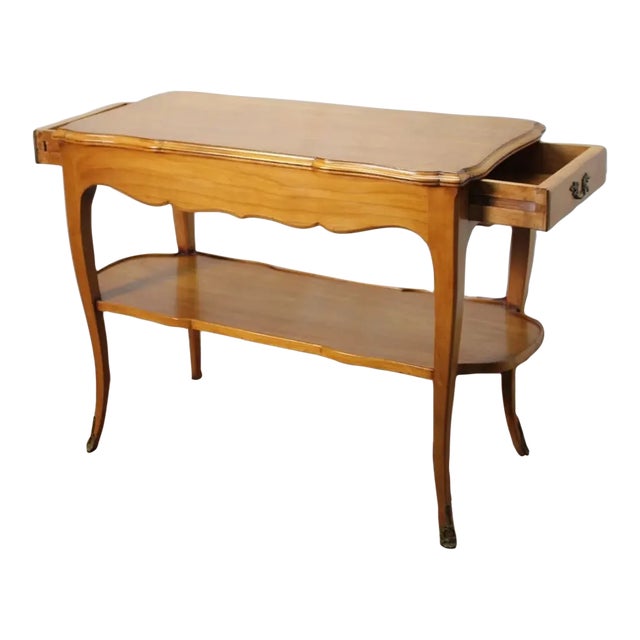 1940 French Cherrywood Serving Sofa Table For Sale