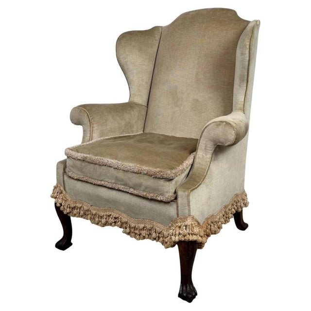 Antique Early 20th Century English Mahogany Wingback Armchair For Sale - Image 9 of 13
