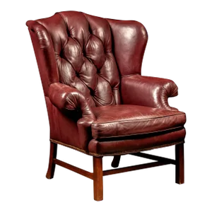 1980s Tufted Red Leather Wingback Chair