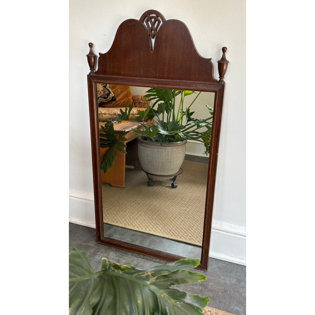 Chippendale Antique Federal Mirror With Two Finials For Sale - Image 3 of 8