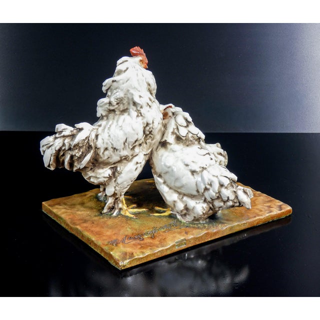 Ceramic Rooster and Hens Sculpture by G. Cacciapuoti For Sale - Image 7 of 18