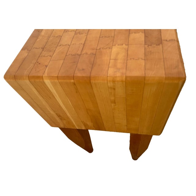 Wood Vintage Butchers Block Carving Kitchen Table Solid Dovetail End Maple Slab For Sale - Image 7 of 11