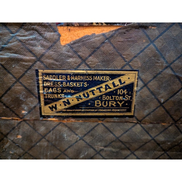 Wood Late 19th Century Leather Victorian Dome Top Steamer Trunk - Check Out Leather Pattern! For Sale - Image 7 of 11