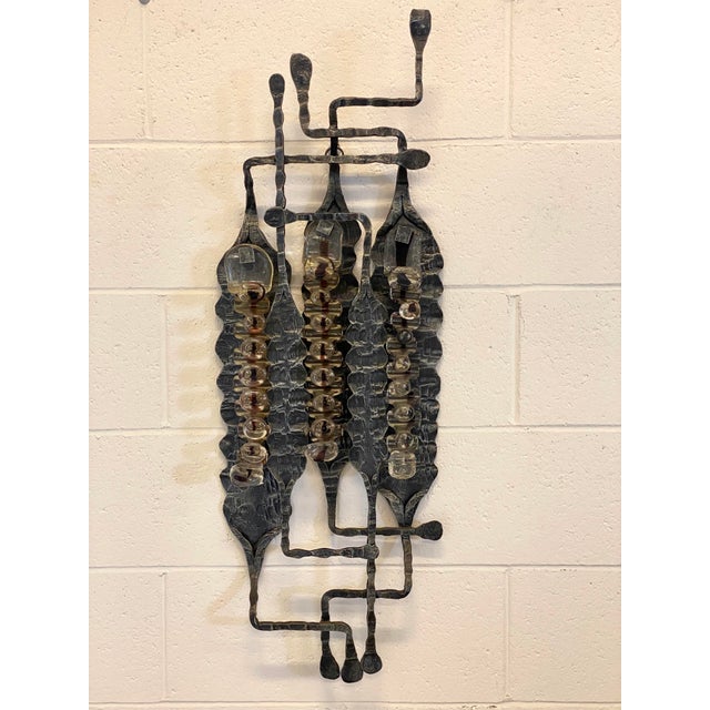 Brutalist Aplique in Wrought Iron and Glass, 1960s For Sale - Image 18 of 18