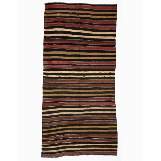 Textile Vintage Striped Wool Turkish Kilim Rug-6'x12'5" For Sale - Image 7 of 7