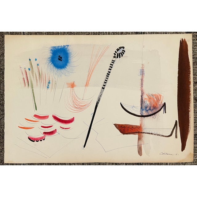 Mid-Century Modern 1951 Robert Colborne Mid Century Modern Watercolor For Sale - Image 3 of 4