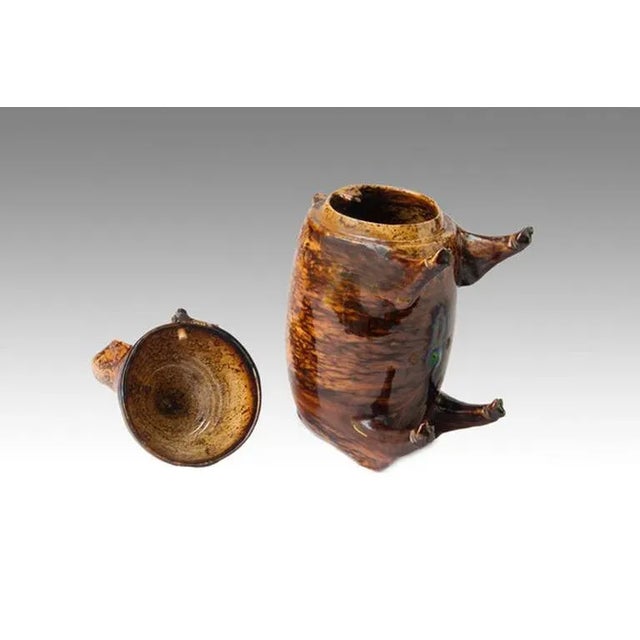Sussex Pig Pottery Drinking Vessel, Jug and Cup, Belle-Vue Pottery, Rye, Frederick Mitchell Circa 1870 For Sale - Image 4 of 4