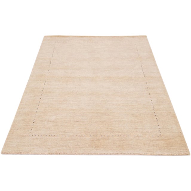 Modern Modern Gabbeh Style Handmade Beige Solid Wool Rug For Sale - Image 3 of 7
