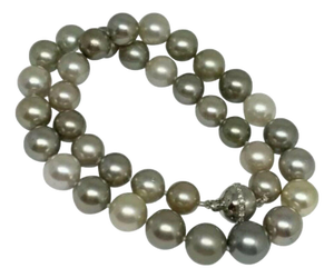 Diamond South Sea Pearl Necklace 14k Gold Certified