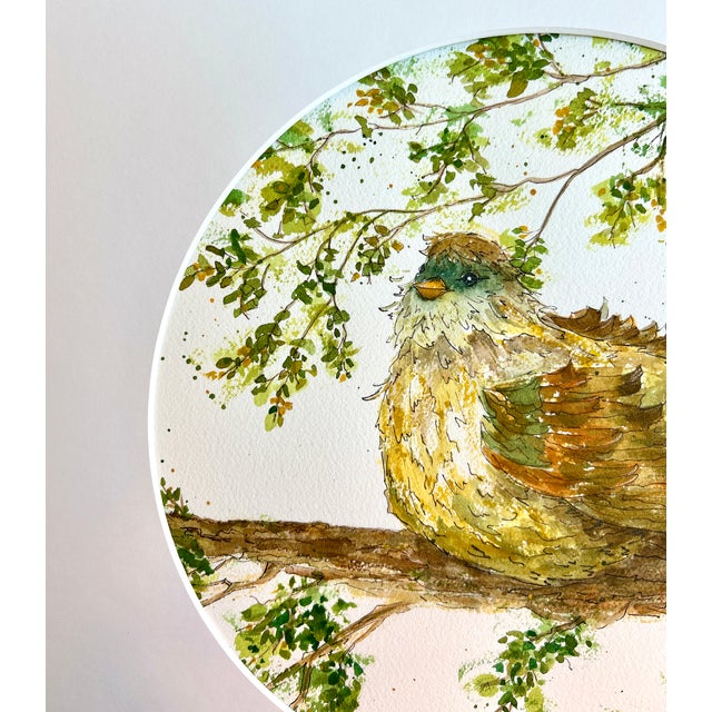 Giclee Print of the Watercolor Painting “Poofy Bird” For Sale - Image 4 of 6