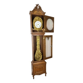 Vintage Grandfather Clock in Oak For Sale