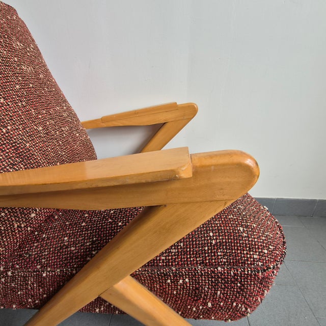 1950s Mid-Century Modern French Compass Feet Chairs in Beech from Erton, 1950s, Set of 2 For Sale - Image 5 of 15
