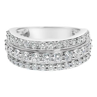 .925 Sterling Silver 2.0 Cttw Lab Grown Diamond 3 Row Band Ring (F-G Color, VS1-VS2 Clarity) - Ring - Size 7 For Sale