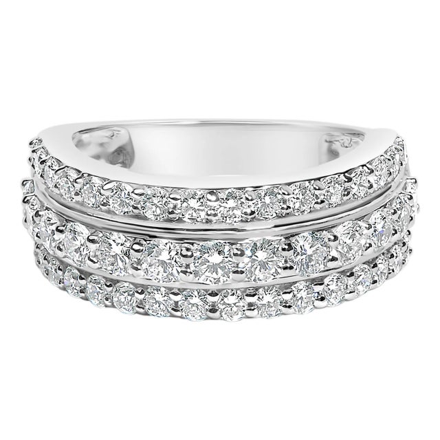 .925 Sterling Silver 2.0 Cttw Lab Grown Diamond 3 Row Band Ring (F-G Color, VS1-VS2 Clarity) - Ring - Size 7 For Sale