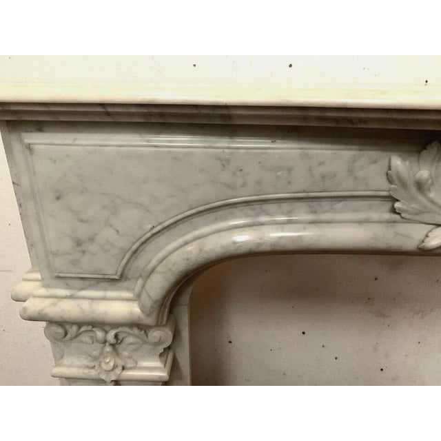 Regency Style Fireplace in White Carrara Marble, 1800s For Sale - Image 12 of 15