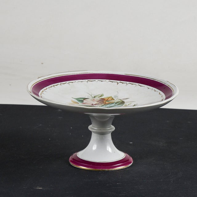 Red Ceramic Cake Stand with Floral Decoration from PW, Early 1900s For Sale - Image 8 of 9