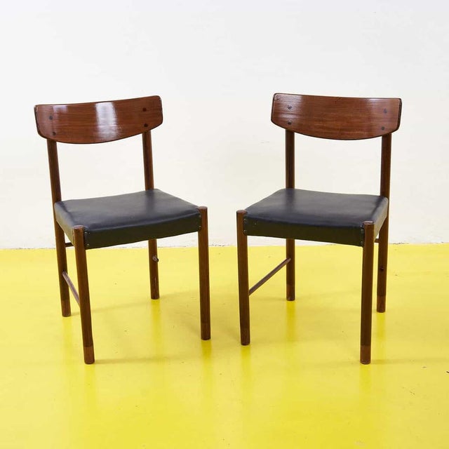 Vintage Wooden and Synthetic Leather Chairs, Set of 2 For Sale - Image 10 of 10