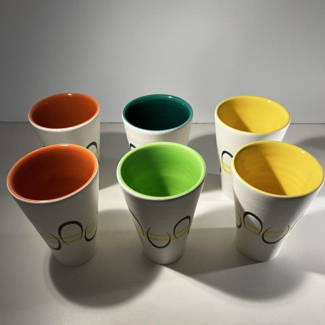 Ceramic Pitcher and Cups by André Baud for Vallauris, 1960s, Set of 7 For Sale - Image 10 of 15