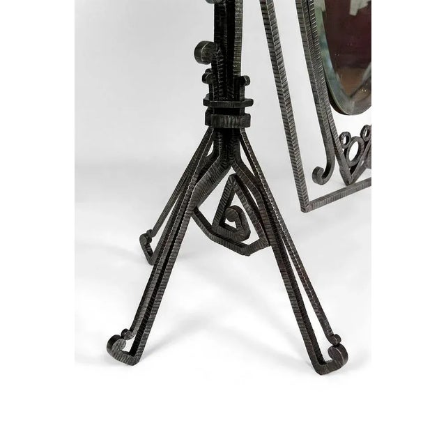 Vintage Art Deco Floor Mirror in Wrought Iron by Edgar-William Brandt, 1920 For Sale - Image 11 of 13