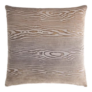 Kevin O'Brien Woodgrain Coyote Cut Velvet 24" Pillow For Sale