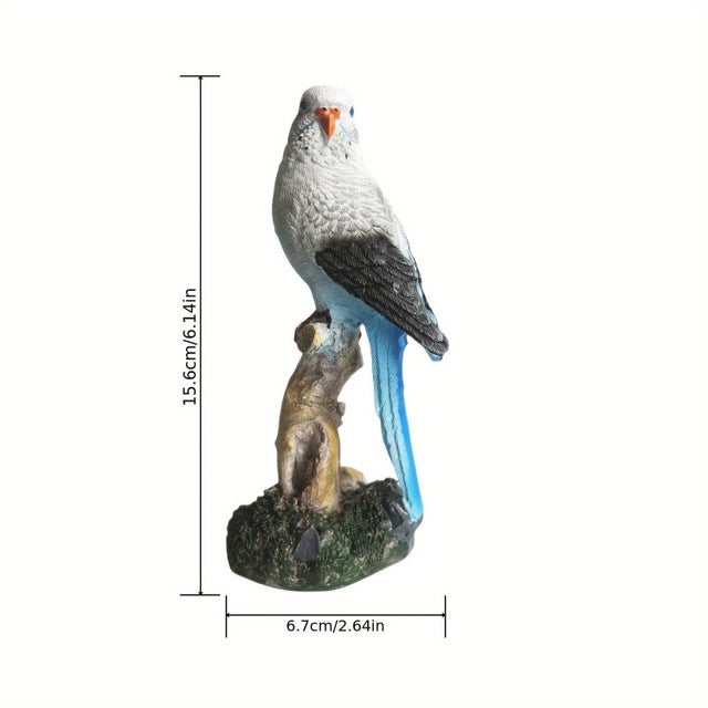 Pair of Resin Parakeet Figurines – 6.1" Realistic Bird Sculptures on Branches For Sale - Image 11 of 16