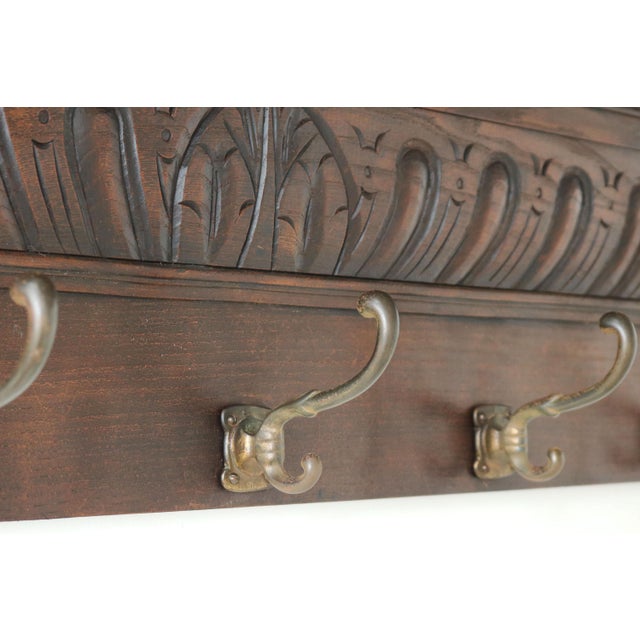 Antique Renaissance Revival Coat Rack with Lion Masks in Carved Oak, 1880 For Sale - Image 6 of 8