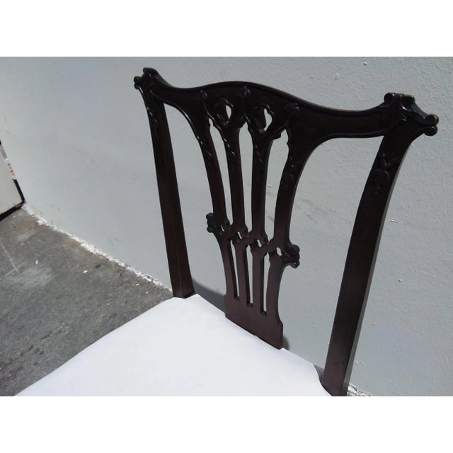 Charming dark finish and carved back American Federal Style side chair