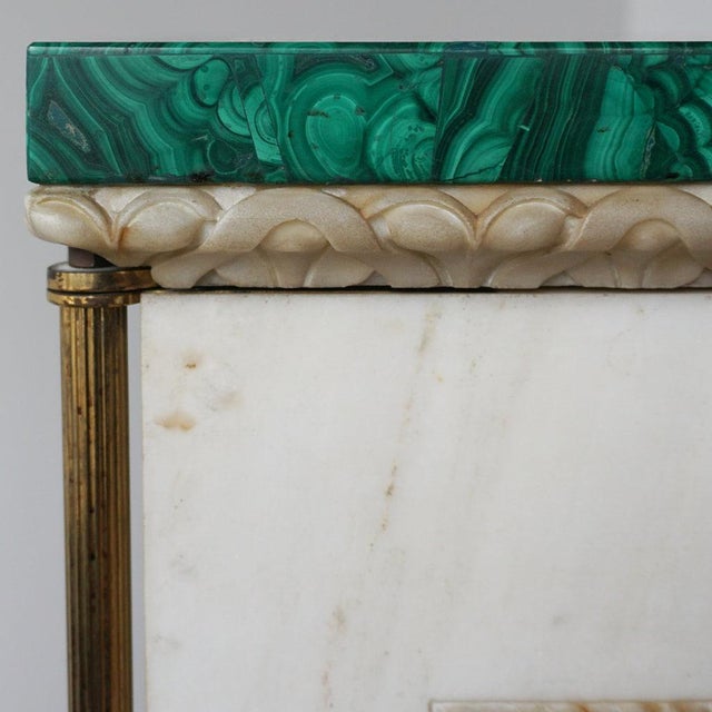 Metal Malachite and Marble Cabinet, 1950s For Sale - Image 7 of 18