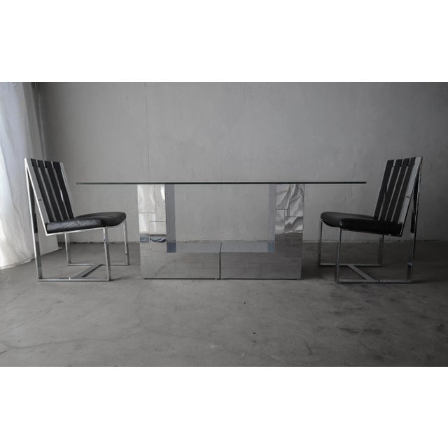 Mid-Century Modern Pair of Chrome Cityscape Dining Pedestals by Paul Evans - Signed For Sale - Image 3 of 8