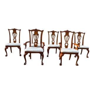 Late 20th Century Universal Furniture Set of 6 Chippendale Style Cherry Dining Chairs For Sale