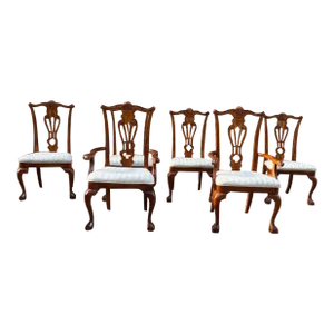 Late 20th Century Universal Furniture Set of 6 Chippendale Style Cherry Dining Chairs
