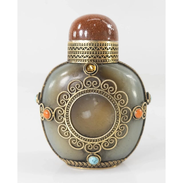 Chinese Mongolian Style Agate or Jade Snuff Bottle For Sale - Image 4 of 13