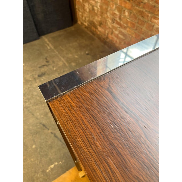 1970s Rosewood & Chrome Credenza Attributed to Roger Sprunger for Dunbar For Sale - Image 11 of 12
