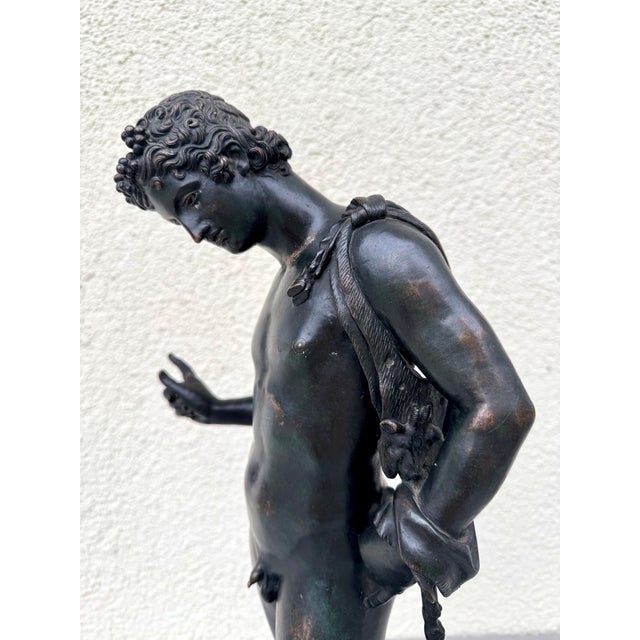 Praxiteles, Large Bronze Sculpture Narcissus of Pompeii, 1890s, Bronze For Sale - Image 10 of 18