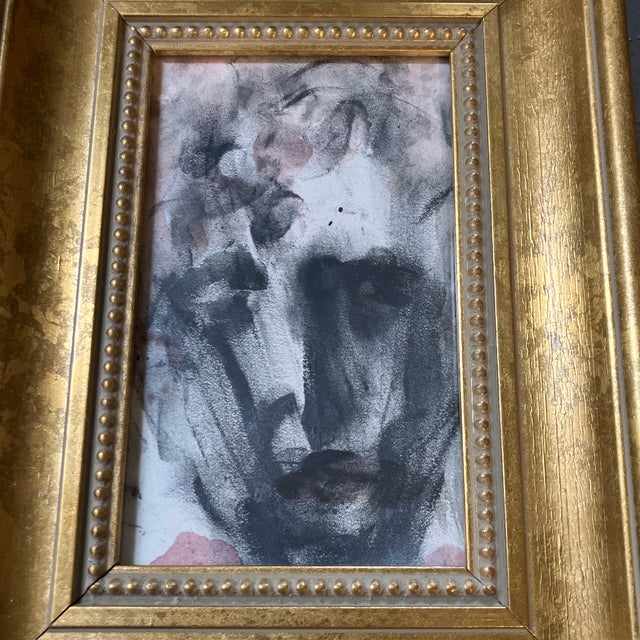 Original 5 x 8 painting on paper unsigned Overall size with new old stock frame is 9.5 x 12.5